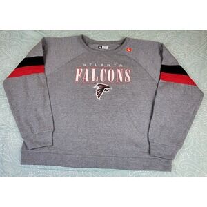 Atlanta Falcons Womens Sweatshirt NFL Team Apparel Gray 2XL Red Black Stripes